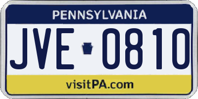 PA license plate JVE0810