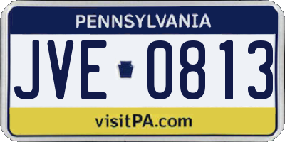PA license plate JVE0813