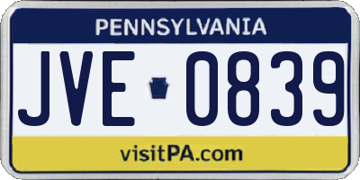 PA license plate JVE0839