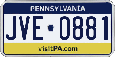 PA license plate JVE0881