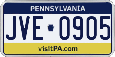 PA license plate JVE0905