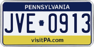 PA license plate JVE0913