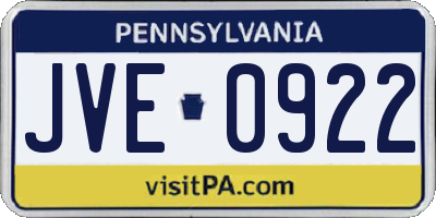 PA license plate JVE0922