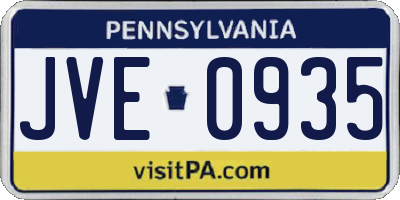 PA license plate JVE0935