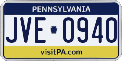PA license plate JVE0940