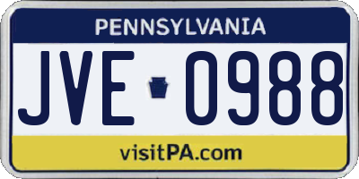 PA license plate JVE0988