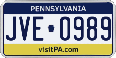 PA license plate JVE0989