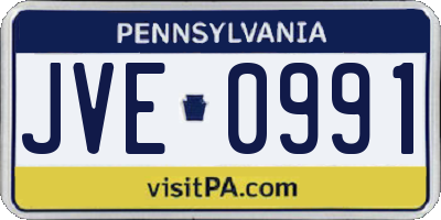 PA license plate JVE0991