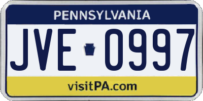 PA license plate JVE0997