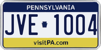 PA license plate JVE1004