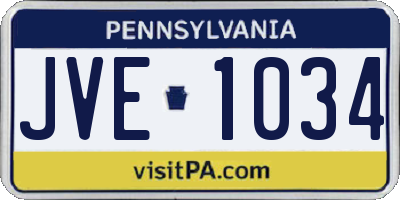 PA license plate JVE1034