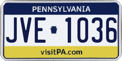 PA license plate JVE1036