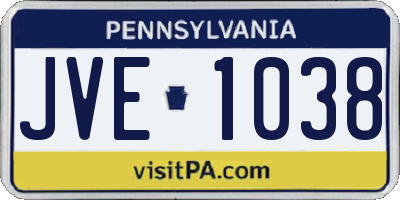 PA license plate JVE1038