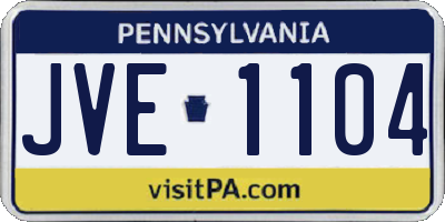 PA license plate JVE1104