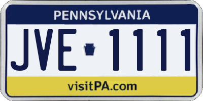 PA license plate JVE1111