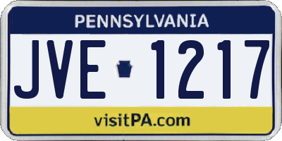 PA license plate JVE1217
