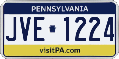 PA license plate JVE1224