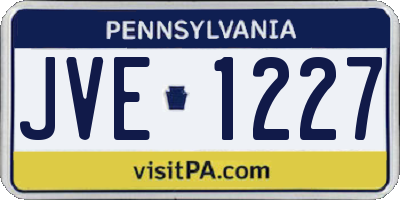 PA license plate JVE1227