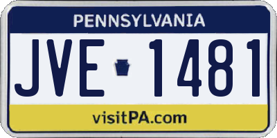 PA license plate JVE1481