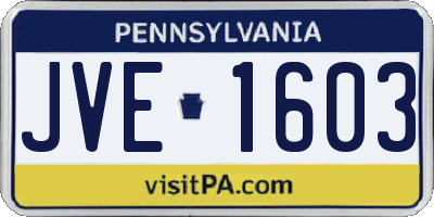 PA license plate JVE1603