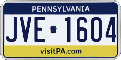 PA license plate JVE1604