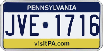 PA license plate JVE1716