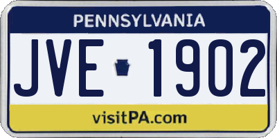 PA license plate JVE1902