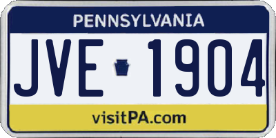 PA license plate JVE1904