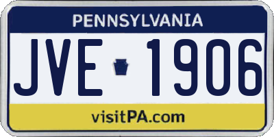 PA license plate JVE1906