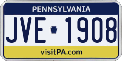 PA license plate JVE1908