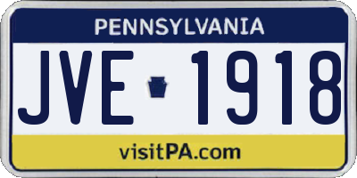 PA license plate JVE1918