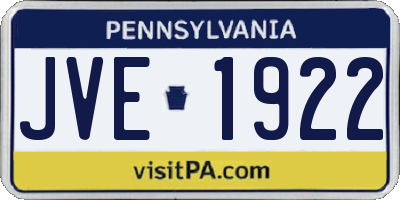 PA license plate JVE1922