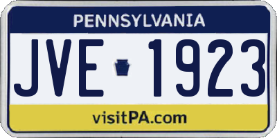PA license plate JVE1923