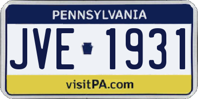 PA license plate JVE1931