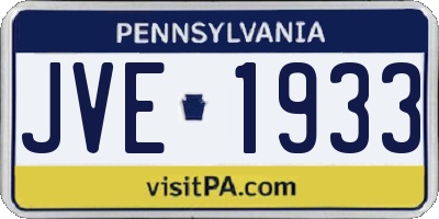 PA license plate JVE1933