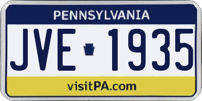 PA license plate JVE1935