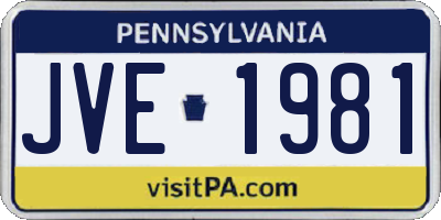 PA license plate JVE1981