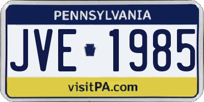 PA license plate JVE1985