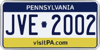 PA license plate JVE2002