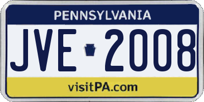 PA license plate JVE2008