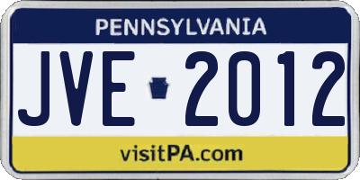 PA license plate JVE2012