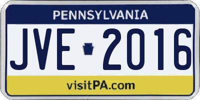 PA license plate JVE2016