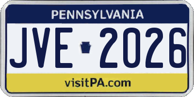 PA license plate JVE2026