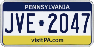 PA license plate JVE2047