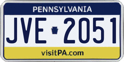 PA license plate JVE2051
