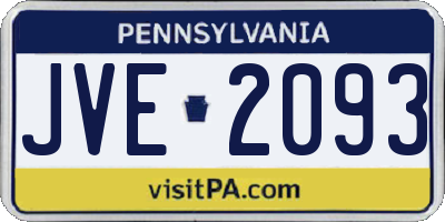 PA license plate JVE2093