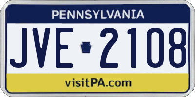 PA license plate JVE2108