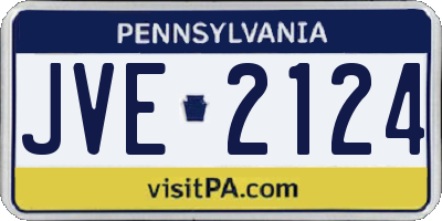 PA license plate JVE2124