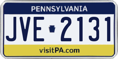 PA license plate JVE2131