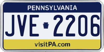 PA license plate JVE2206